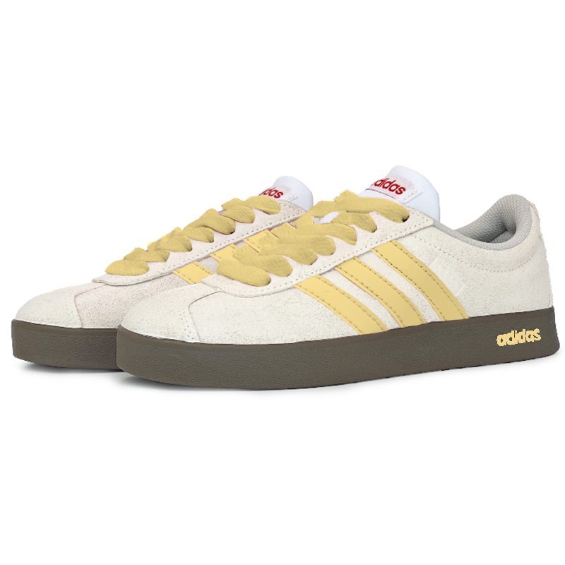Adidas Neo VL Court 2.0 Wear-Resistant Low-Top Skateboard Shoes Unisex Beige Yellow