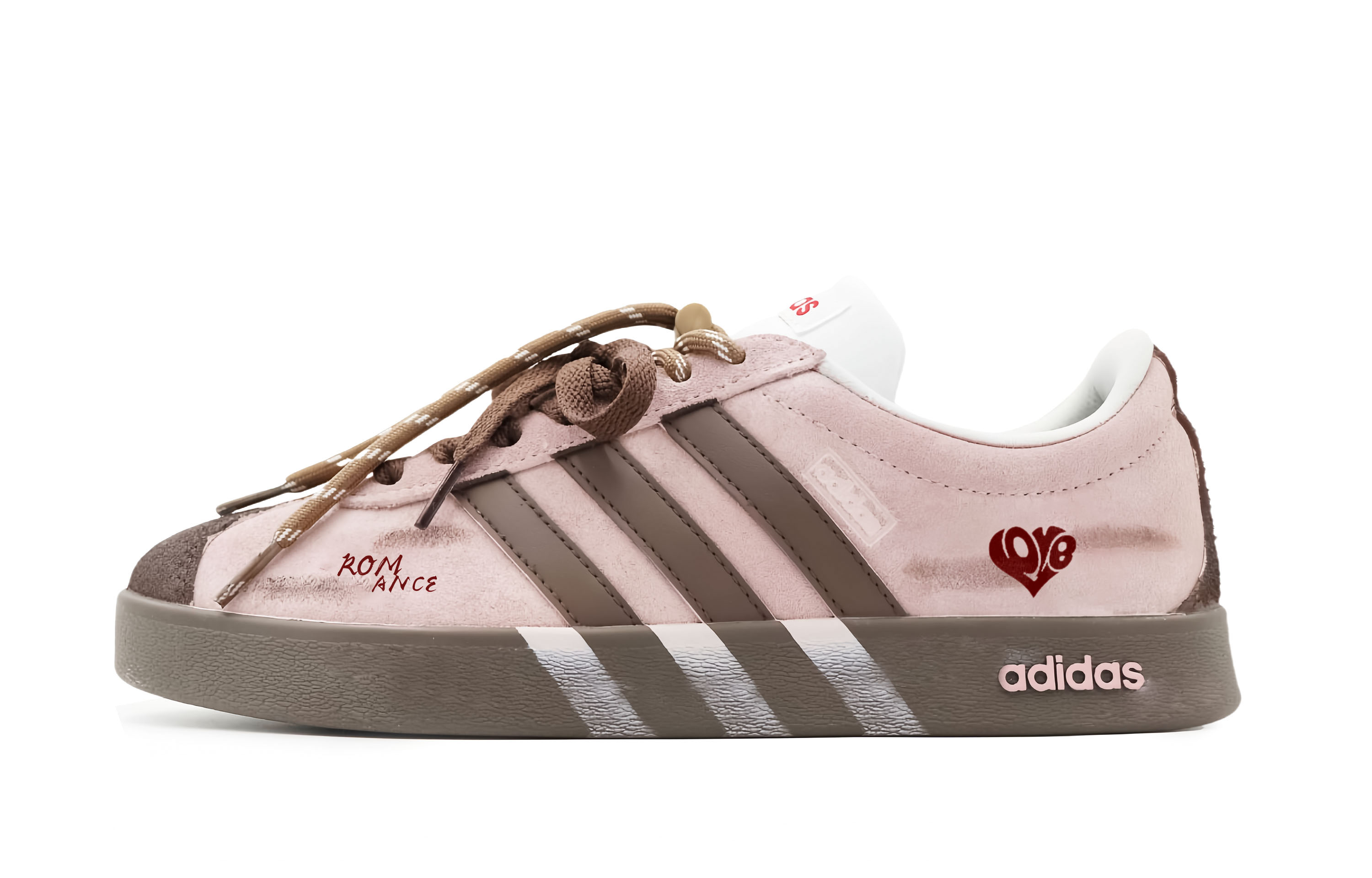 Adidas VL COURT 2.0 Lover  Box Abrasion Resistant Slip Resistant Low top Skateboard Shoes Unisex Pink