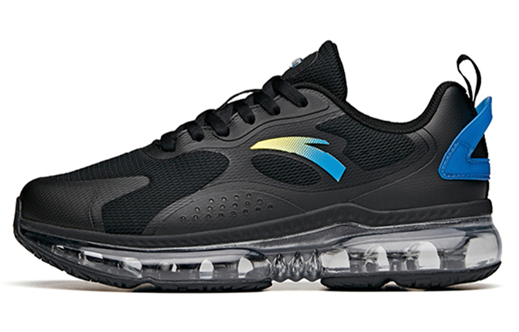 Anta Running Collection Cushioned Slip-Resistant Abrasion-Resistant Breathable Low-Top Running Shoes Men's Black Blue
