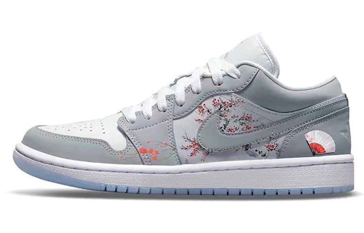 Jordan Air Jordan 1 Cushioned Wear-Resistant Slip-Resistant Low-Top Vintage Basketball Shoes Women's Gray White