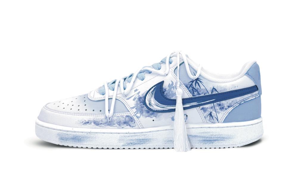 Nike Court Vision 1 Anti-Slip Wear-Resistant Low-Top Skateboard Shoes Women's Blue White