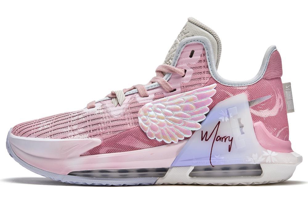 Nike Witness 6 Da Vinci Custom Cherry Blossom Wings Slip Resistant Cushioning Mid Top Basketball Shoes Men's Pink