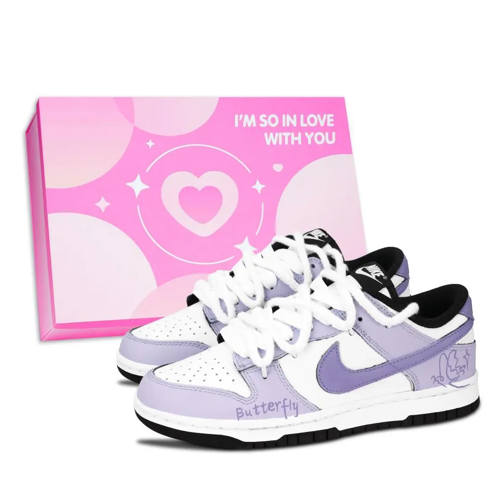 Nike Dunk Black White, Ni Diecuo Li Abrasion Resistant Low Top Skateboard Shoes Unisex Purple