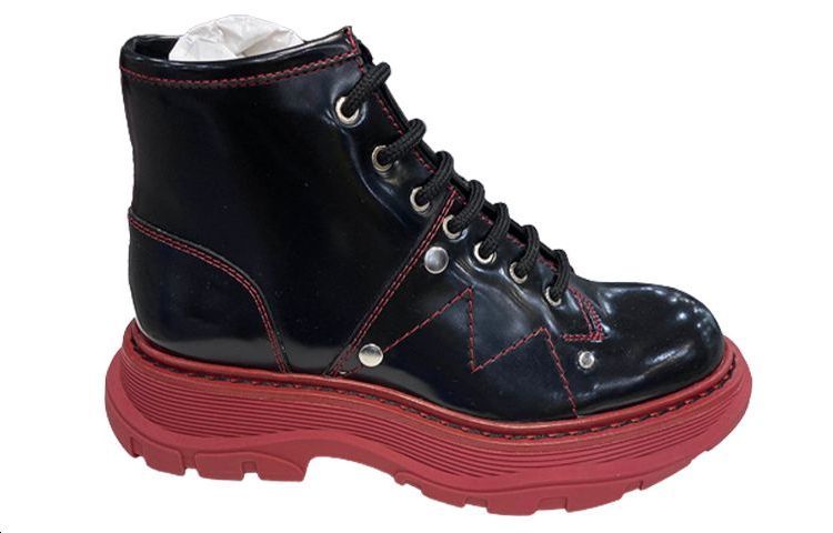 Alexander McQueen Studded Polished Leather Ankle Boots 'Black' Women's
