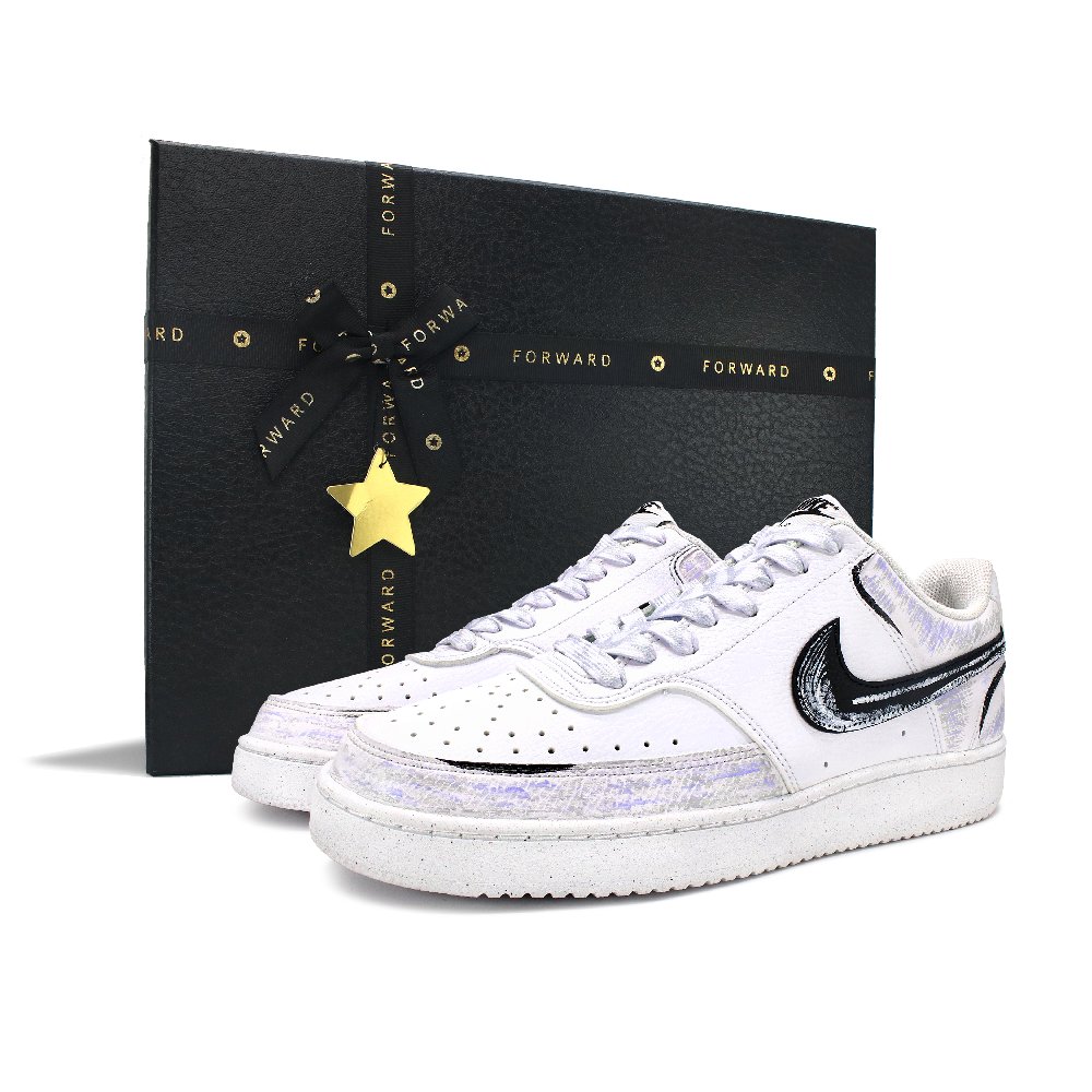 Nike Court Vision 1 Anti Slip Wear Resistant Low Top Skateboard Shoes Men's Purple White