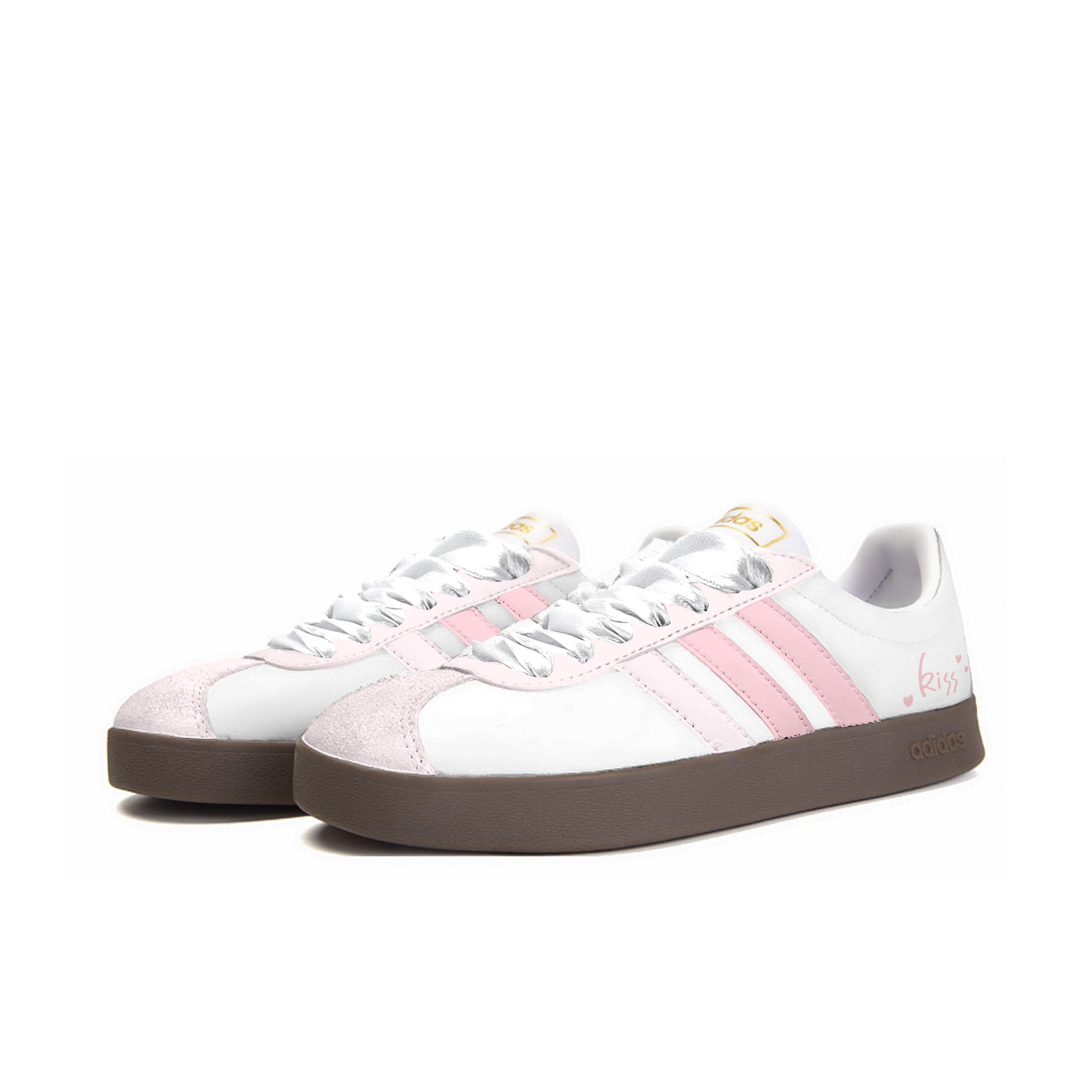 Adidas VL COURT 2.0 Slip Resistant Abrasion Resistant Low top Skateboard Shoes Women's Pink White купить в интернет-магазине Yoocart с быстрой доставкой по России.