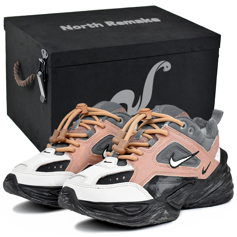 Nike M2K Tekno Wear resistant And Lightweight Low top Running Shoes Women's Gray Pink