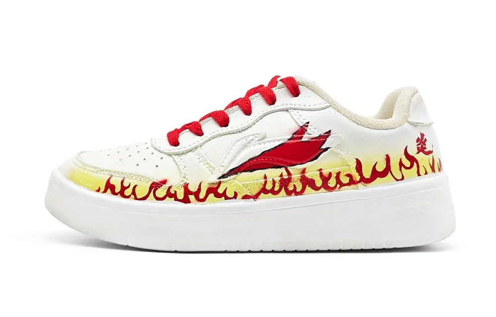 LiNing Pontoon Boats Breathable, Height Increasing, Slip Resistant Low top Skateboard Shoes Unisex White