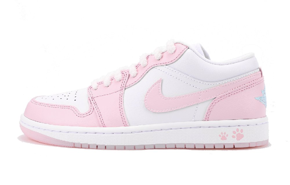 Jordan Air Jordan 1 Slip-Resistant Coverage Low-Top Vintage Basketball Shoes Unisex Pink White