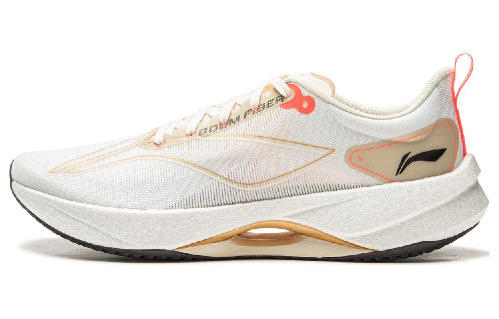 LiNing Super Light 21 Slip Resistant, Abrasion Resistant, Breathable Low Top Running Shoes Men's White Apricot Gold