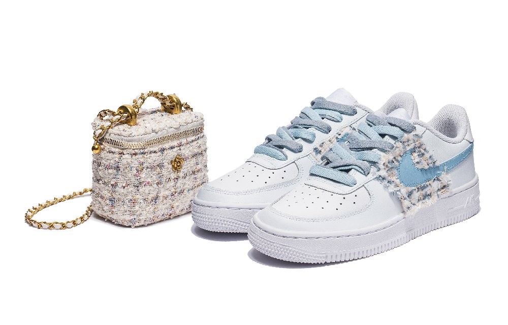 Nike Air Force 1 Low-Top Skateboard Shoes Women's White Blue
