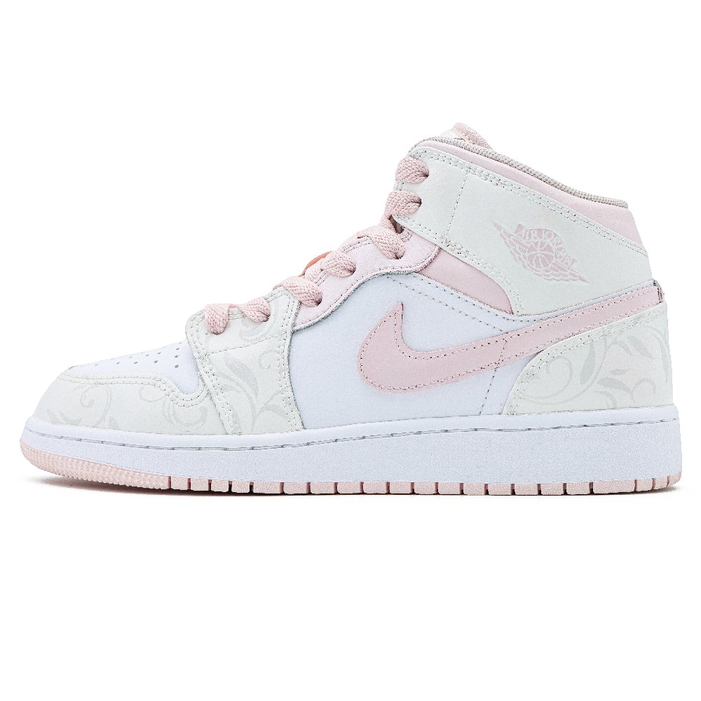 Jordan Air Jordan 1 Abrasion Resistant Mid Top Vintage Basketball Shoes GS Pink White
