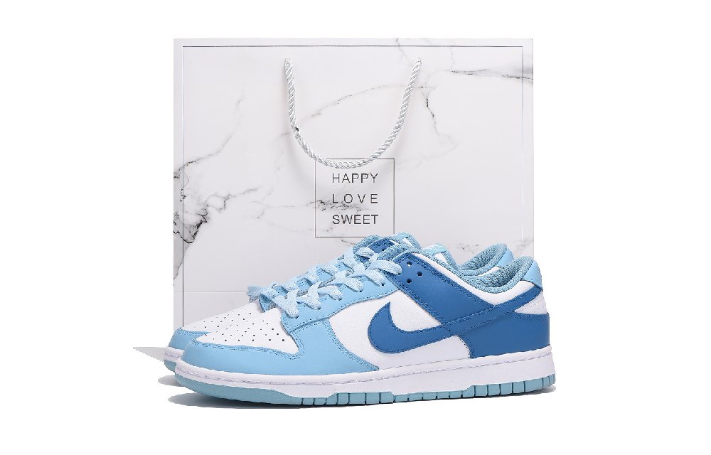 Nike Dunk Anti-Slip Wear-Resistant Low-Top Skateboard Shoes Unisex White Blue