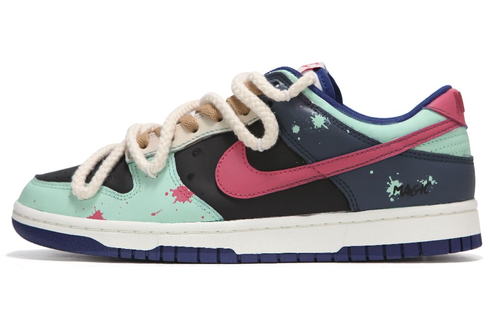 Nike Dunk Anti-Slip And Wear-Resistant Lightweight Low-Top Skateboard Shoes Unisex Black Green Pink