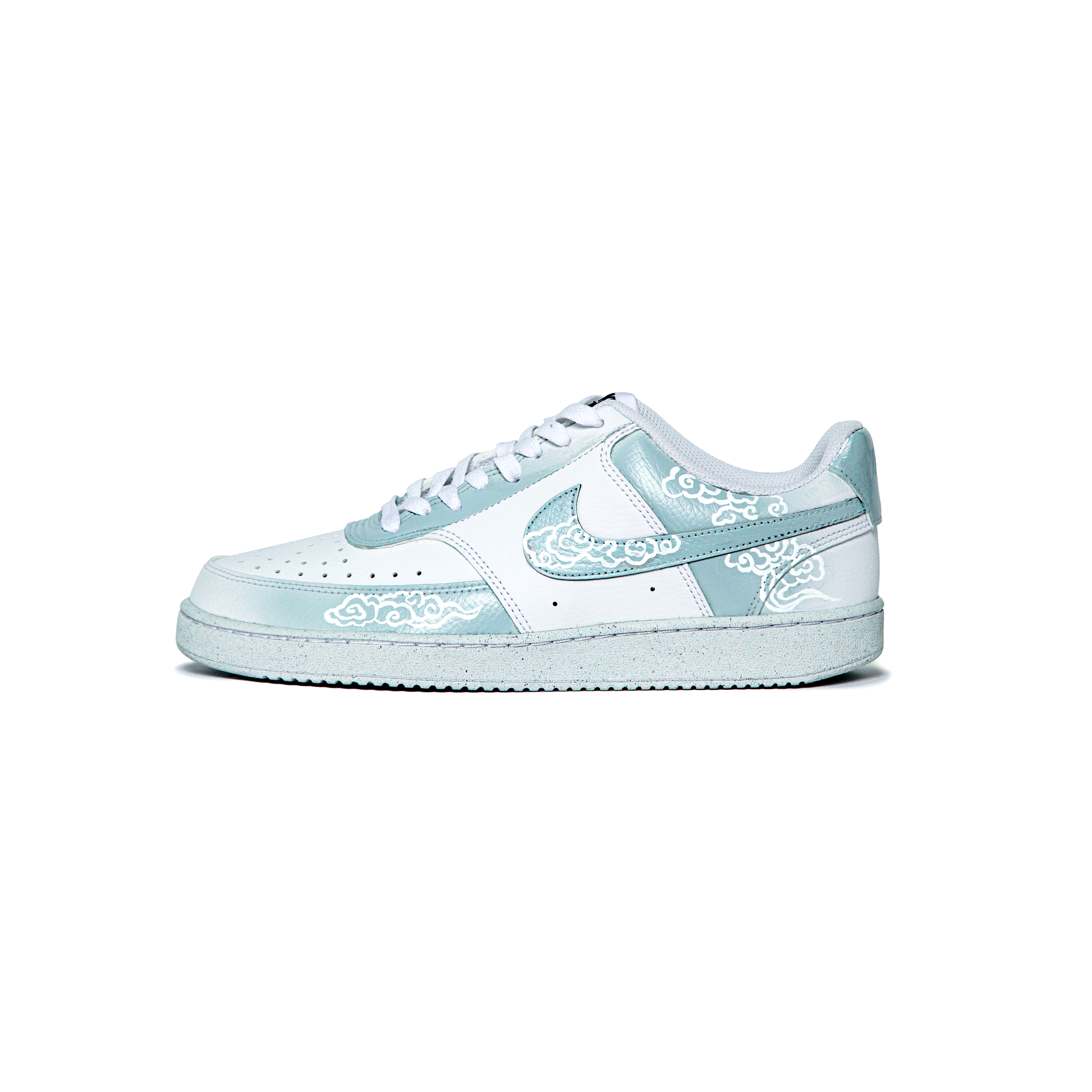 Nike Court Vision 1 Cloud Pattern Cyan, Weaving Fly Manufacturing Cushioning Skateboard Shoes Unisex