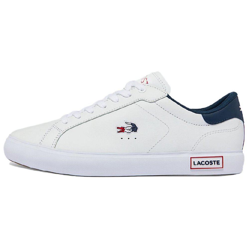 LACOSTE Anti Slip Wear Resistant Low Top Skateboard Shoes Men's White Blue