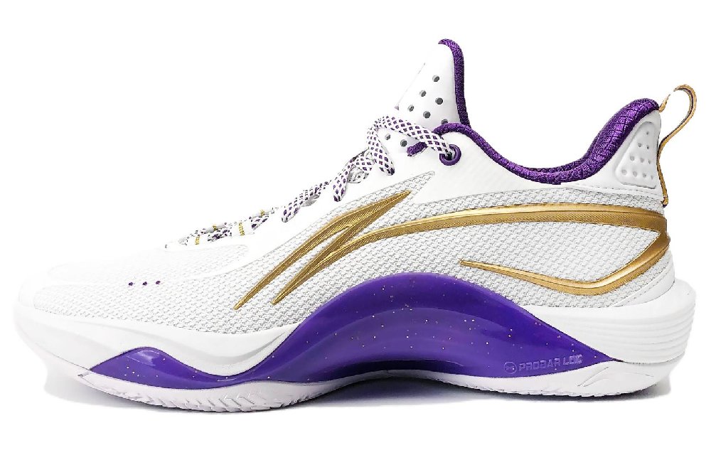 LINING Basketball Shoes Men's Low top White/Purple/Gold