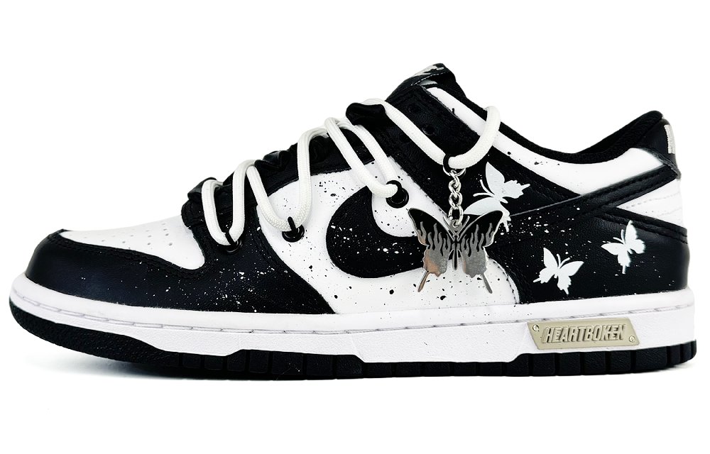 Nike Dunk LOW SuiXin Butterfly Intent Deconstruction Anti Slip Wear Resistant Low Top Skateboard Shoes GS Black White