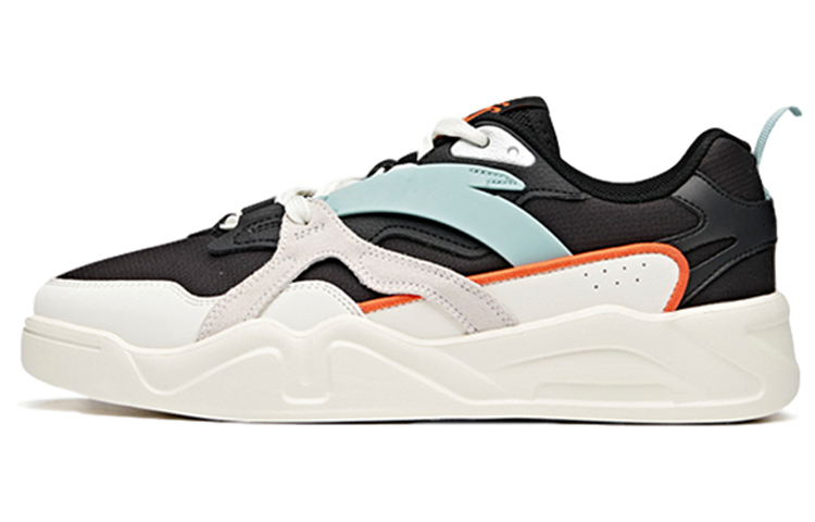 Anta Cushioning Anti-Slip And Wear-Resistant Low-Top Skateboard Shoes Men's Black White Cyan