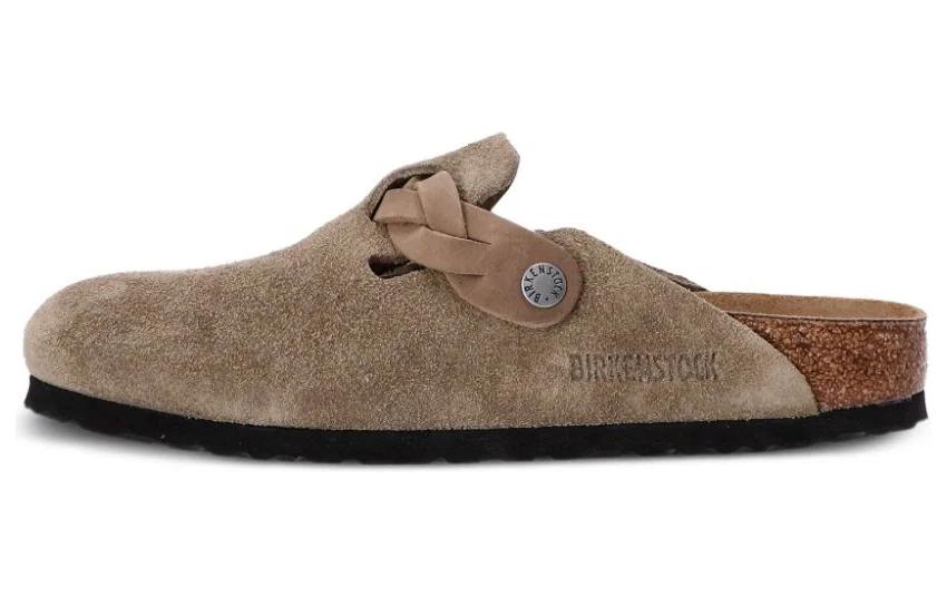 Birkenstock Boston Braided Suede Leather Narrow 'Taupe' Women's
