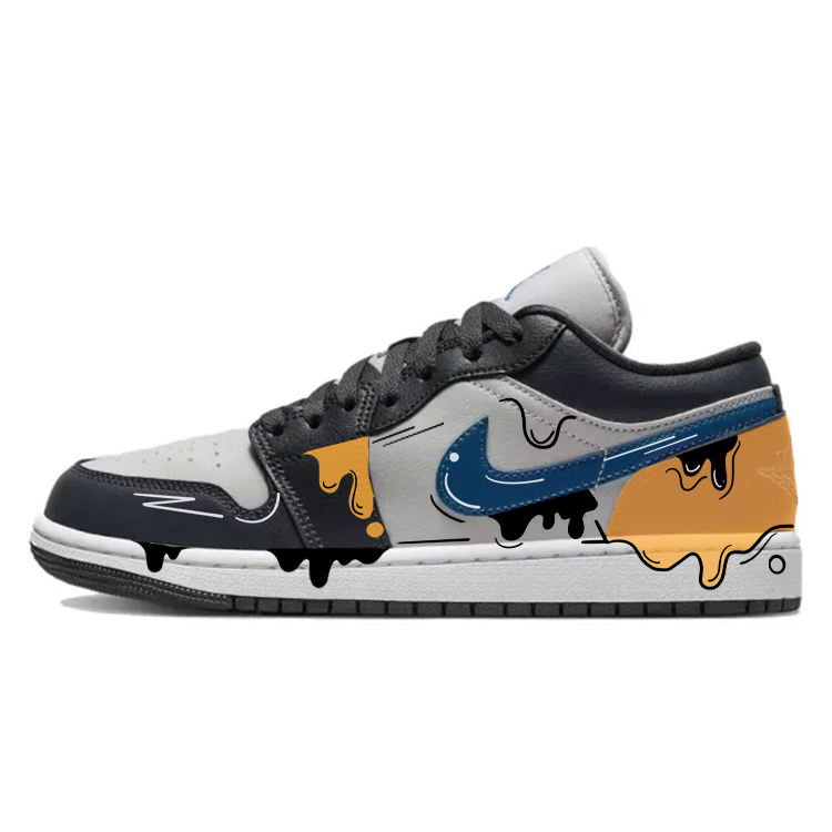 Jordan Air Jordan 1 Vintage Basketball Shoes Unisex Low Top Black/Gray/Blue
