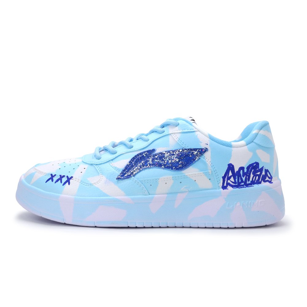 LiNing Pontoon Boats Lightweight And Breathable Low Top Skateboard Shoes Unisex Blue White Silver