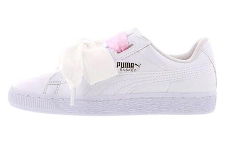 PUMA Basket Heart Patent Junior White Lace Up 'White Pink' Women's