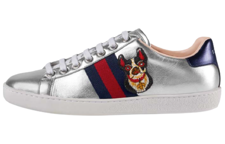 GUCCI Women's Ace 'Year Of The Dog Metallic Silver' Women's