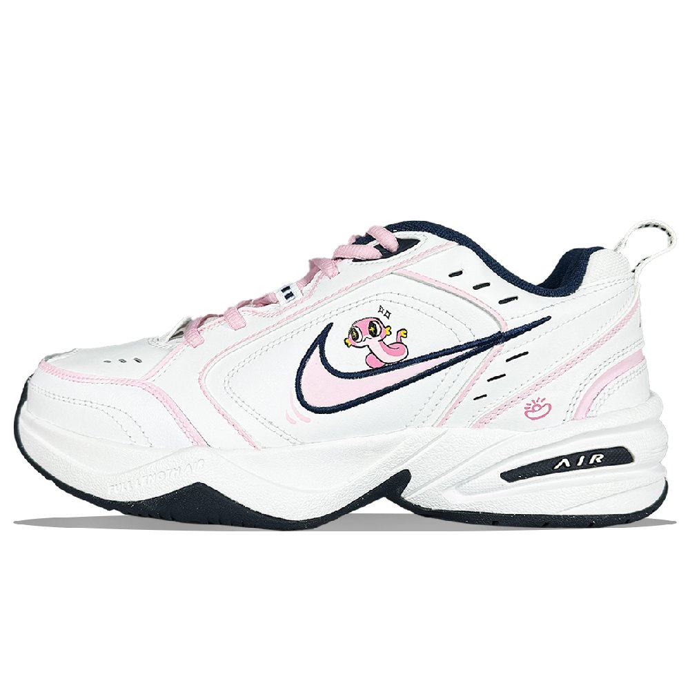 Nike Air Monarch 4 Anti Slip Wear Resistant Low Top Chunky Sneakers Unisex Pink White