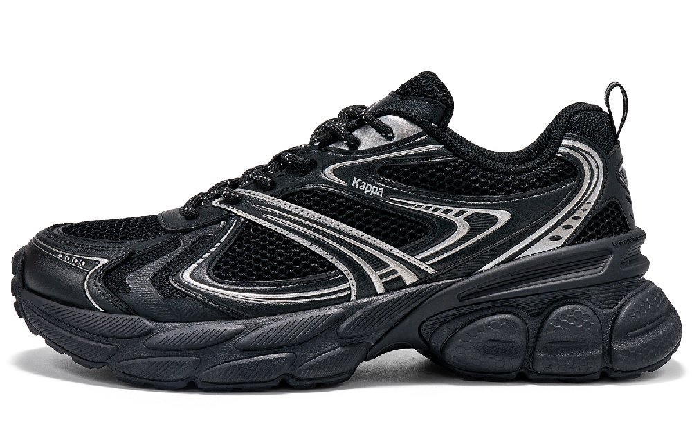 Kappa Anti-Slip Wear-Resistant Breathable Height Increasing Low-Top Chunky Sneakers Unisex Black