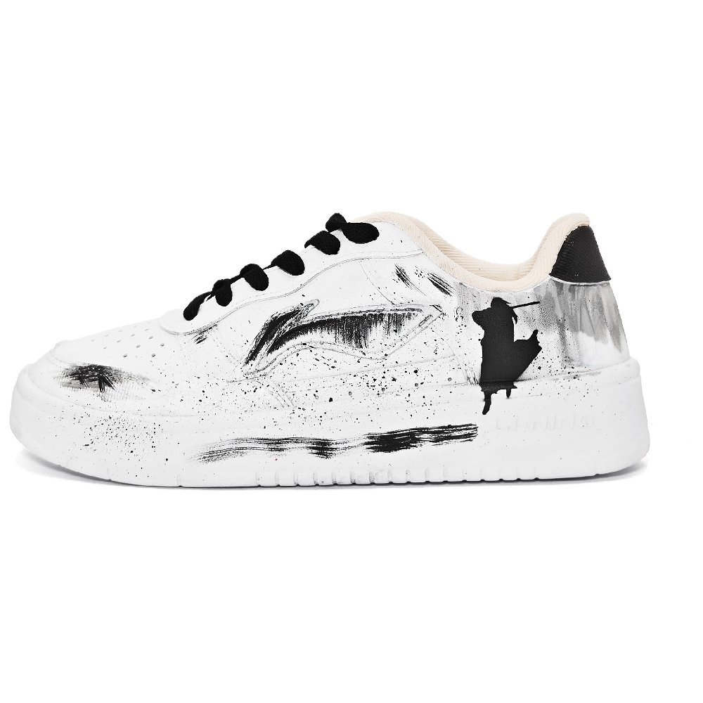 LiNing Pontoon Boats Anti Slip Wear Resistant Low Top Skateboard Shoes Unisex White