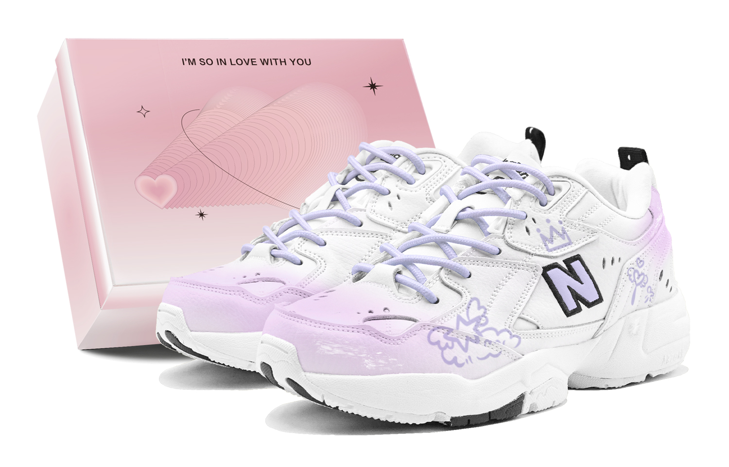 New Balance NB 608 V1 Purple Charm Star Love Low Top Training Shoes Women's Violet
