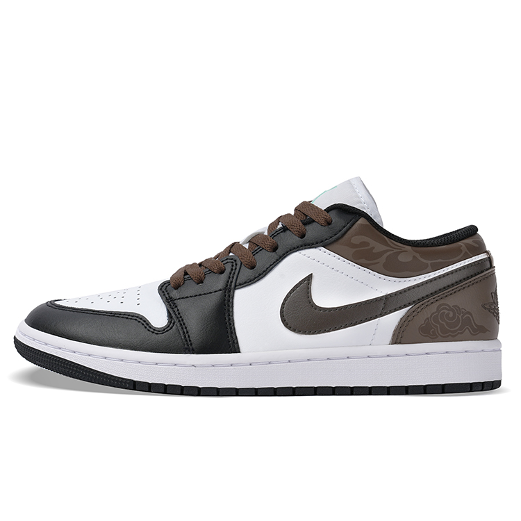 Jordan Air Jordan 1 Wear-Resistant Breathable Water-Resistant Low-Top Vintage Basketball Shoes Men's Black Brown White
