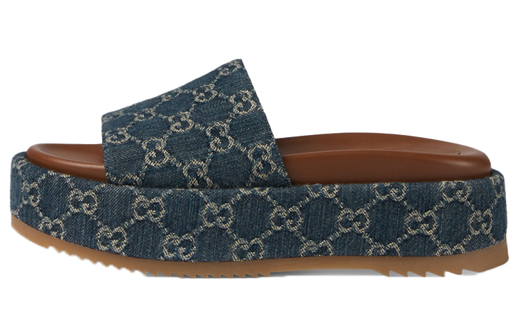 GUCCI Women's Platform Slide Sandal 'Allover Gg Denim' Women's