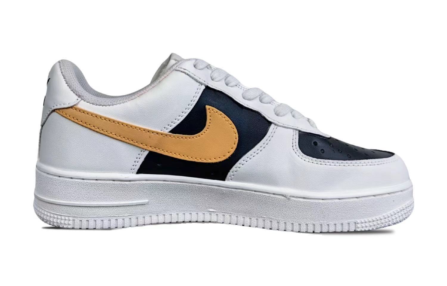 Nike Air Force 1 King Kong Abrasion Resistant Low top Skateboard Shoes Unisex White Black Gold