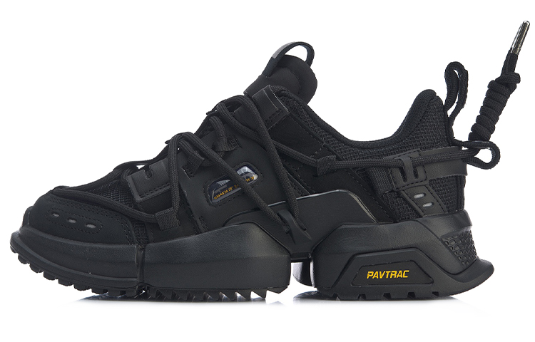 LiNing Pan Gu Cushioning Anti-Slip And Wear-Resistant Low-Top Chunky Sneakers Women's Black