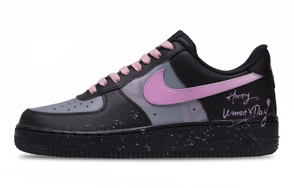 Nike Air Force 1 Heartbeat Email Abrasion Resistant Low Top Skateboard Shoes Unisex Black Pink