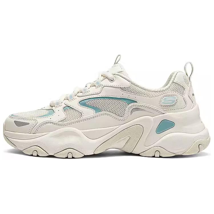 Skechers D'LITES 5.0 Anti-Slip Wear-Resistant Breathable Support Low-Top Chunky Sneakers Women's Beige Blue