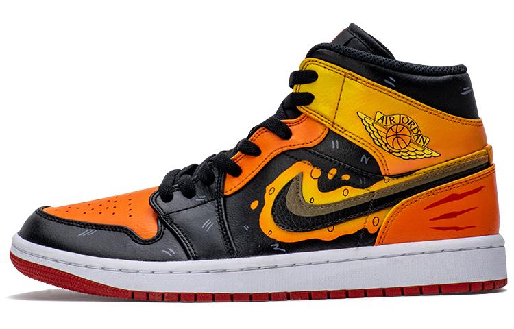 Jordan Air Jordan 1 Mid Mid-Top Vintage Basketball Shoes Men's Black Orange