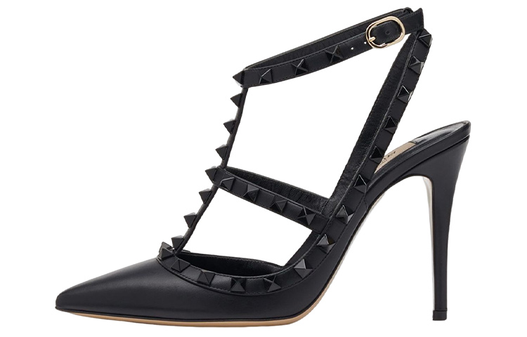 Valentino Rockstud GARAVANI Slim Heel High Heels 10cm Women's Black
