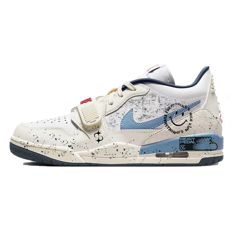Jordan Legacy 312 Cushioning Anti-Slip Wear-Resistant Breathability Low-Top Vintage Basketball Shoes Unisex White Blue