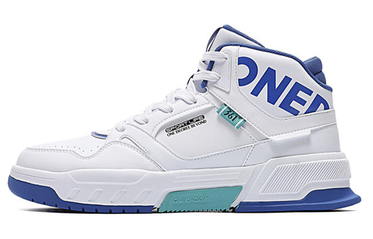 361° Mecha Domination Anti-Slip Wear-Resistant High-Top Skateboard Shoes White Blue