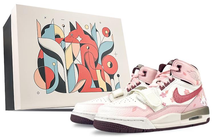 Jordan Legacy 312 Cushioning Anti-Slip And Wear-Resistant High-Top Vintage Basketball Shoes Women's White Pink