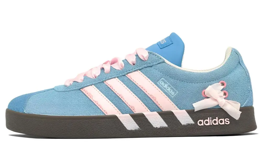 Adidas VL COURT 2.0 Light Feather Abrasion Resistant Low top German Army Trainers Women's Pink Blue