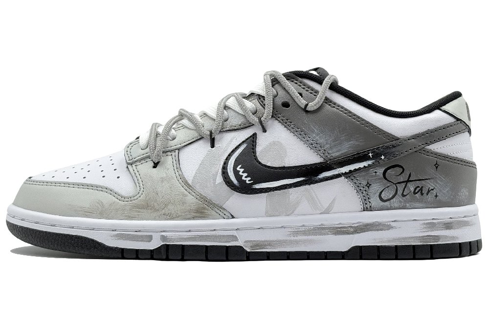Nike Dunk He Su Space, Old Ink Wanderer Abrasion Resistant Low Top Skateboard Shoes Men's Gray White