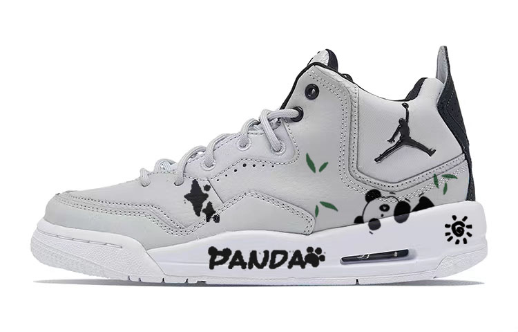 Jordan Courtside 23 Anti-Slip Wear-Resistant Moisture-Wicking Mid-Top Vintage Basketball Shoes GS Gray Black