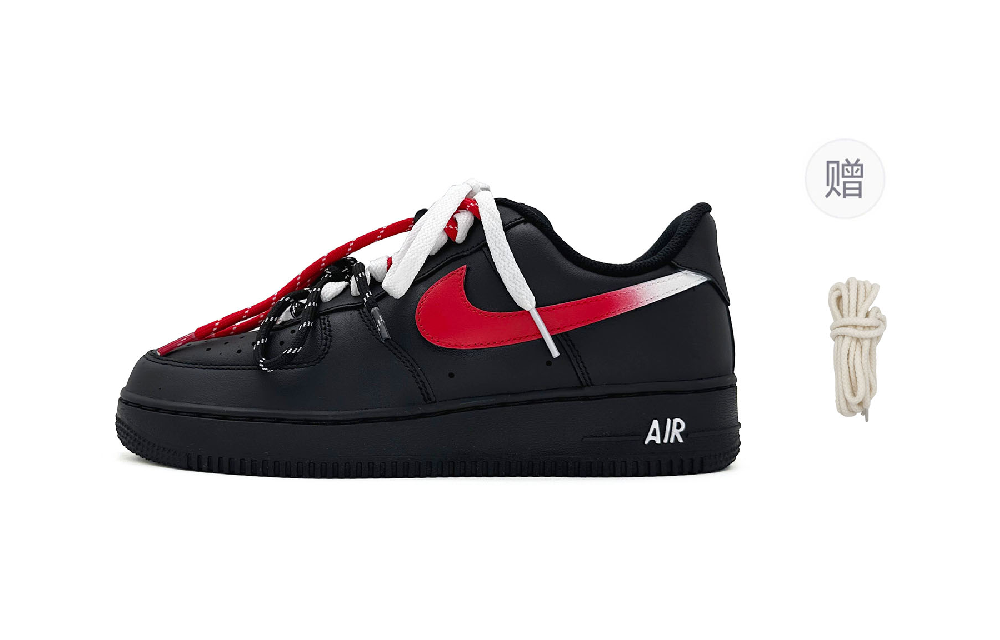 Nike Air Force 1 Anti Slip Wear Resistant Low Top Skateboard Shoes Unisex Black Red White