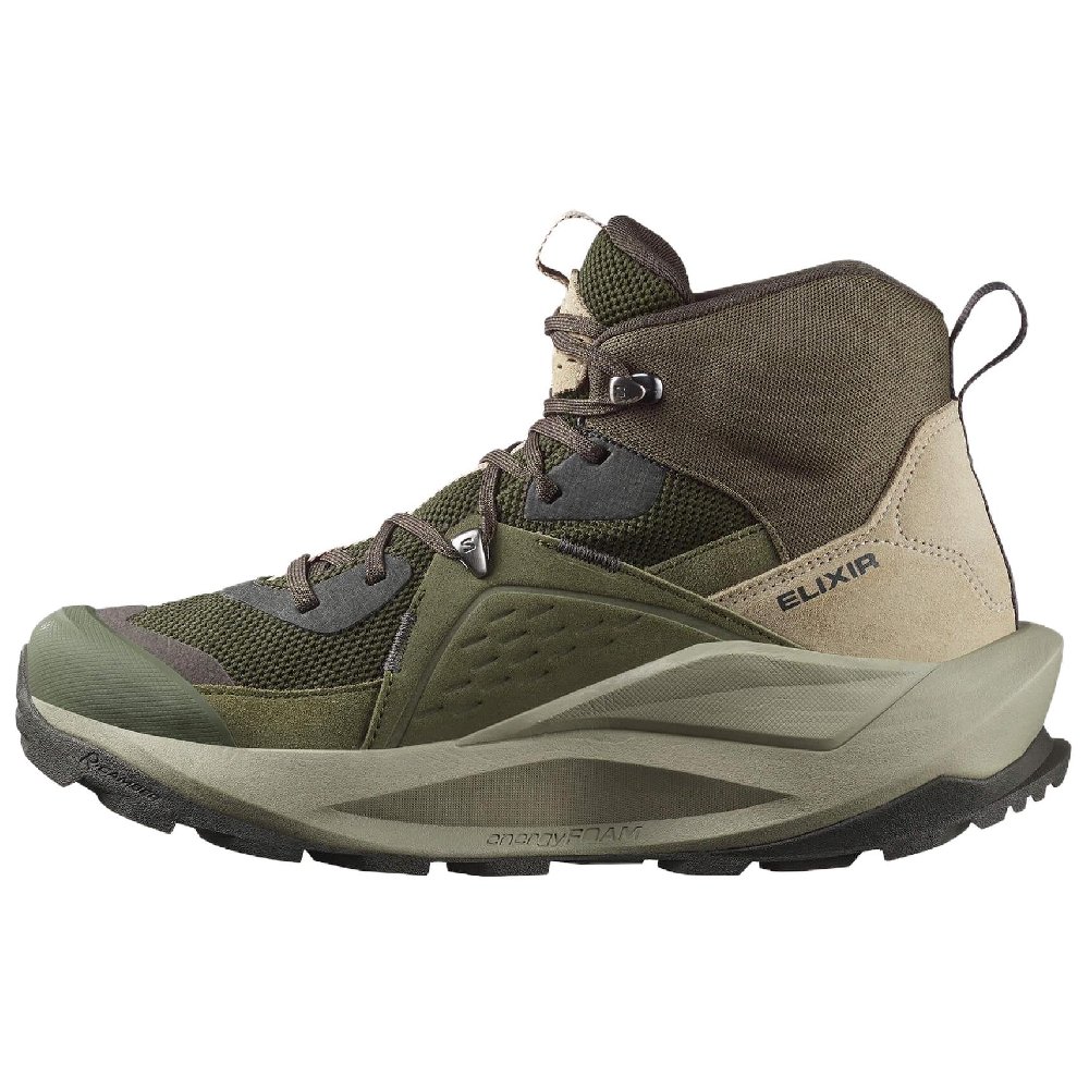 SALOMON Elixir Wear-Resistant Slip-Resistant Short Outdoor Boots Men's Dark Green