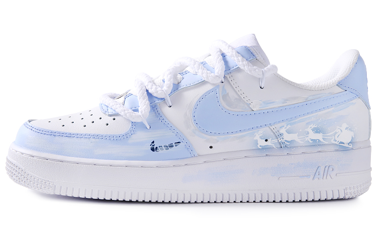 Nike Air Force 1 Low-Top Skateboard Shoes Men's Gray Blue