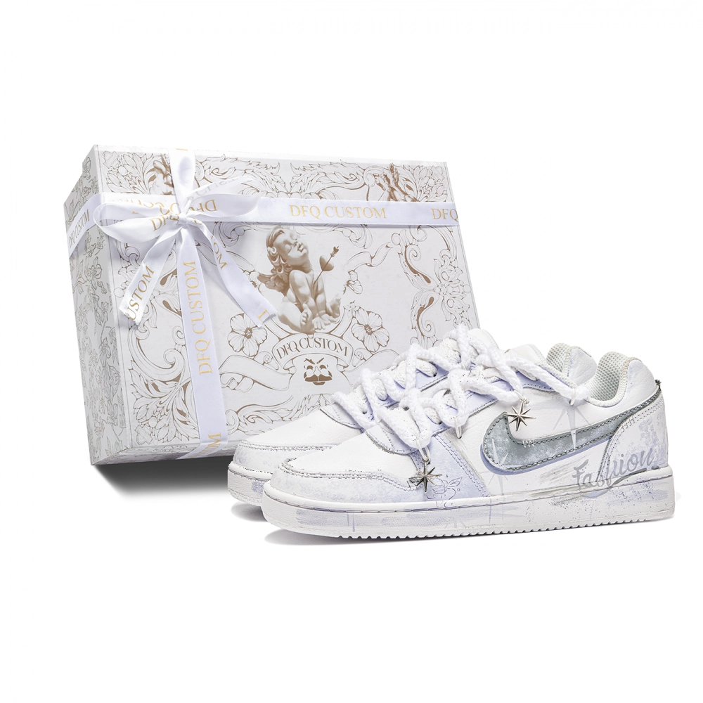 Nike EBERNON Box, Hoshino Abrasion Resistant Low top Skateboard Shoes Unisex Purple White